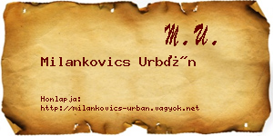 Milankovics Urbán névjegykártya